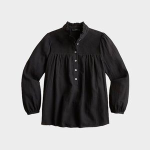 J.Crew Long Sleeve Soft Gauze Garden Top - Size XS- Black